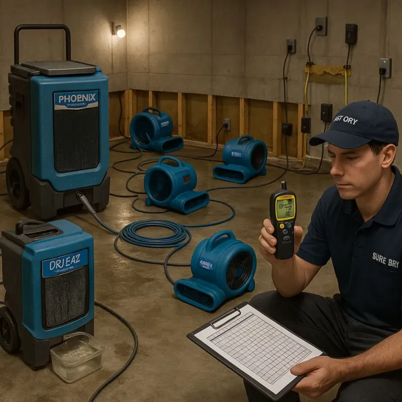 Structural Drying and Dehumidification process in Harper, TX